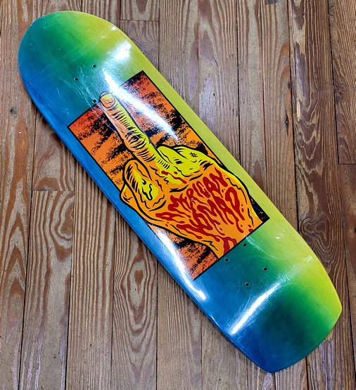 American Nomad One Finger Salute 8.88" Deck - Blue / Yellow Fade