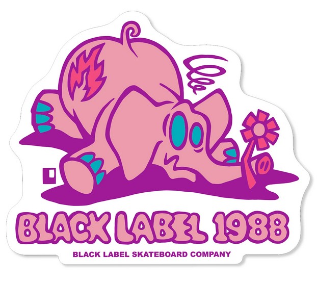 (image for) Black Label Pink Elephant Sticker / Small 1.75" x 2" / Pink & Purple