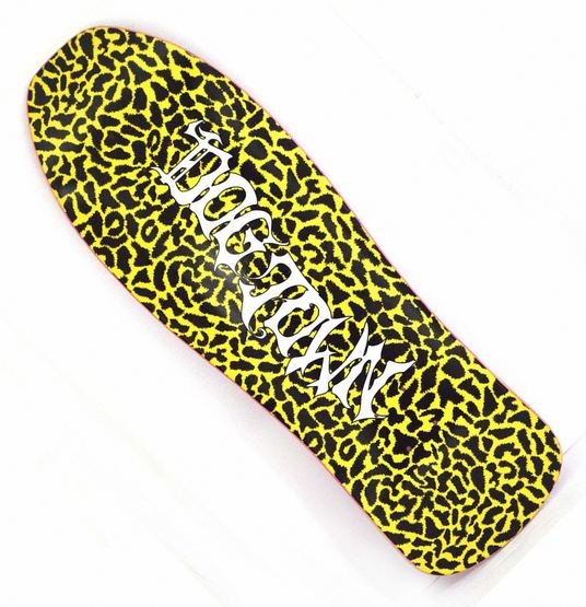 Dogtown Skates Horror Script Shaped Cheetah 10.125" Deck Yellow
