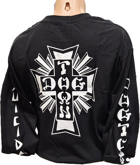 Dogtown Skates x Suicidal Tendencies Cross Logo Long Sleeve T-Shirt Black / White - Large (image for) Dogtown Skates x Suicidal Tendencies Cross Logo Long Sleeve T-Shirt Black / White - Large
