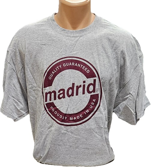 Madrid Skateboards Logo T-Shirt / Heather Grey w/ Red Logo / XL (image for) Madrid Skateboards Logo T-Shirt / Heather Grey w/ Red Logo / XL