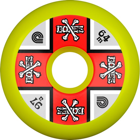 Powell Peralta Cross Bones 64mm / 97a Wheels - Yellow (image for) Powell Peralta Cross Bones 64mm / 97a Wheels - Yellow