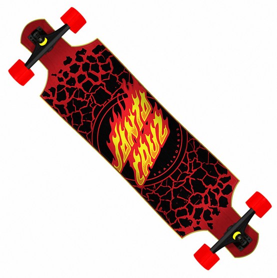 Red Santa Cruz Skateboard Flame Dot Drop Down Complete Longboard 