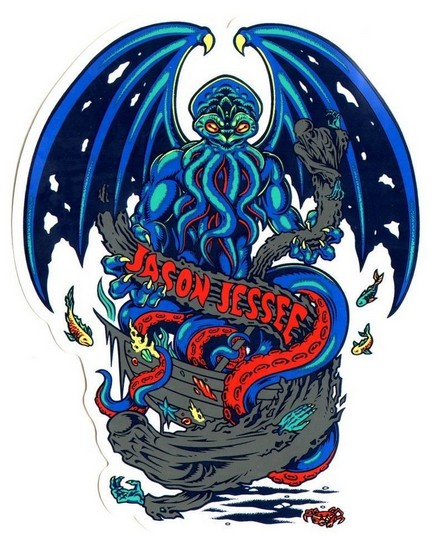 (image for) Santa Cruz Jason Jessee Cthulhu 4" x 5" Sticker / Recently Found Old Stock