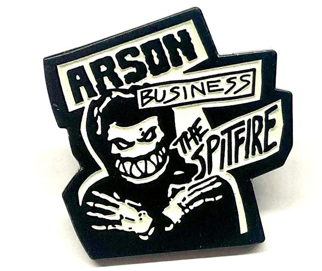 Spitfire Arson Business Lapel Pin Black / White-Glow in the Dark