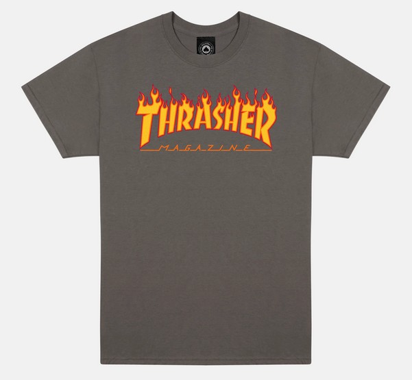 Thrasher Flame Logo T-Shirt / Charcoal / XL (image for) Thrasher Flame Logo T-Shirt / Charcoal / XL