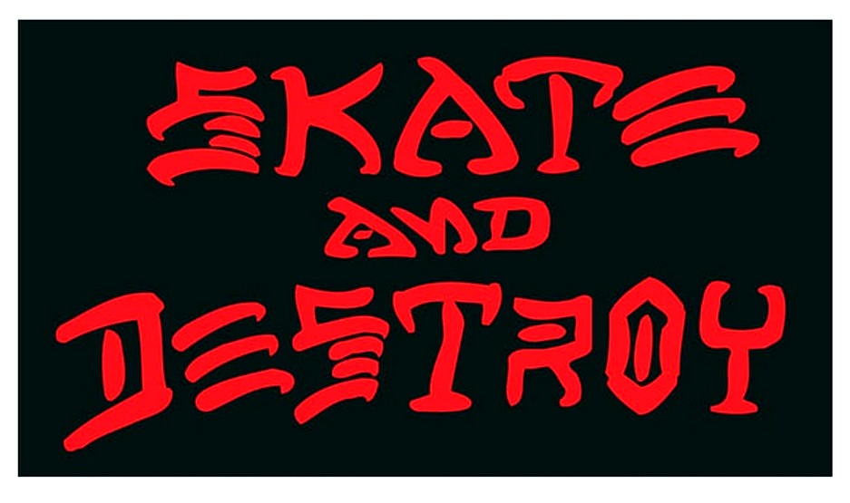 Thrasher Skate and Destroy 2" x 4" Black Sticker