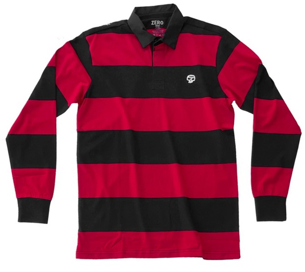 Zero Embroidered Rugby Shirt Black / Red - XXL