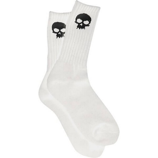 Zero Skull Crew Socks White - Pair