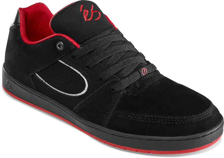 eS Accel Slim Shoes Black / Black / Silver / Red Size 07 (image for) eS Accel Slim Shoes Black / Black / Silver / Red Size 07