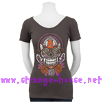 (image for) Santa Cruz Sugar Skull Scoop Neck Juniors T-Shirt Gray / XL