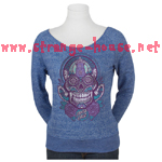 Santa Cruz Sugar Skull Wideneck Crew L/S Sweatshirt Azul -XL